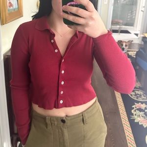 Brandy Melville Ruby Ribbed Button up